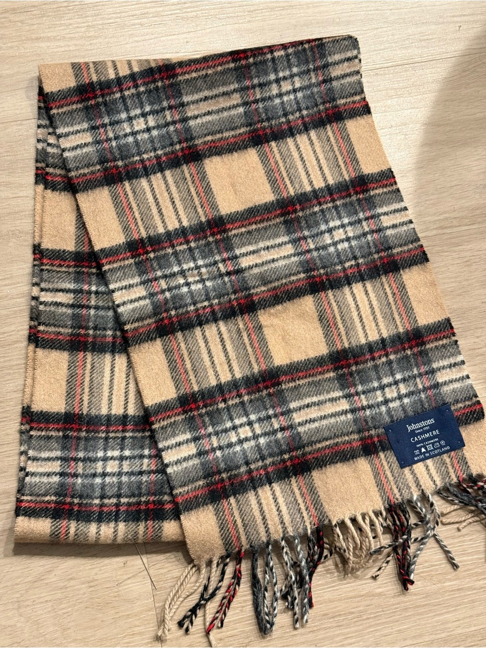 Cashmere Beige Plaid unisex Scarf